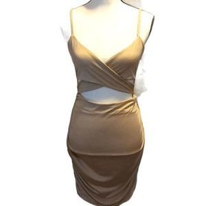 Shein Dark Champagne Open Midriff Midi Dress Women's‎ Size Large